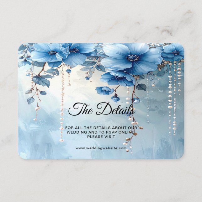 Blue Flowers and Pearls Detail Tilläggskort (Framsida)