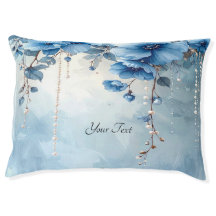 Blue Flowers and Pearls Dog Bed