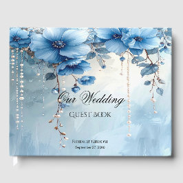 Blue Flowers and Pearls Guest Book Gästböcker