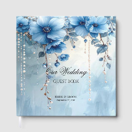 Blue Flowers and Pearls Guest Book Gästböcker