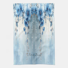 Blue Flowers and Pearls Kitchen Towel Kökshandduk