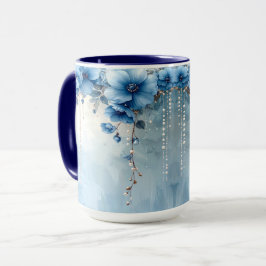 Blue Flowers and Pearls Mug Mugg