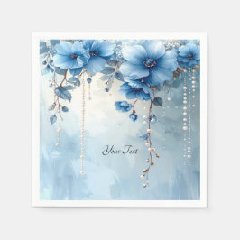 Blue Flowers and Pearls Pappersservett