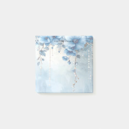 Blue Flowers and Pearls Post it Notes Post-it Block