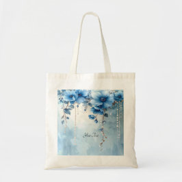 Blue Flowers and Pearls Tote Bag Tygkasse