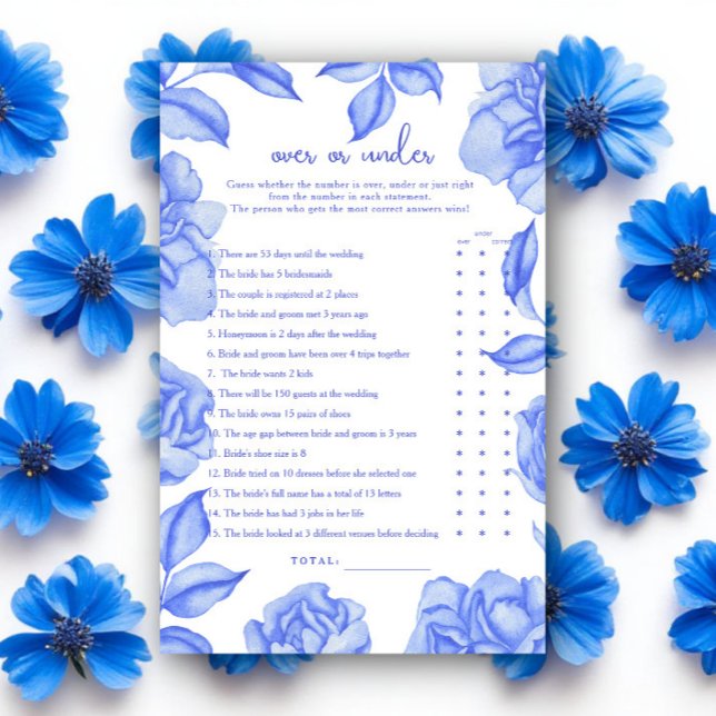 Blue Flowers Bridal shower Over or under game (Skapare uppladdad)