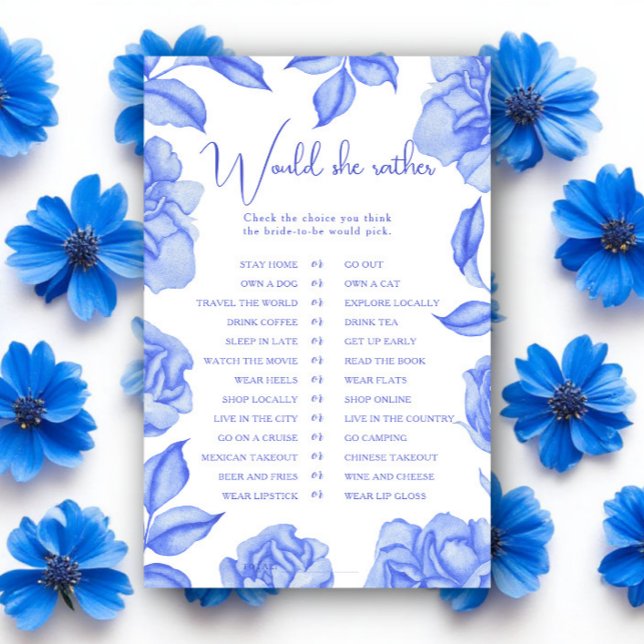 Blue Flowers Bridal shower Would she rather (Skapare uppladdad)
