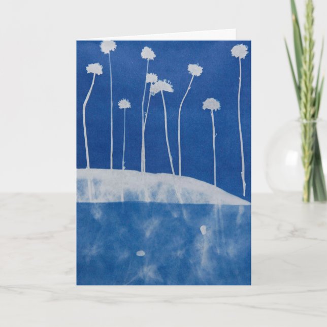 Blue Flowers Greeting Card Blank Inside  Kort (Framsida)