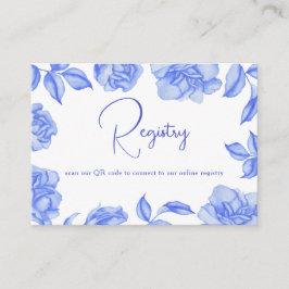 Blue Flowers - QR Code Bridal Shower Registry  Tilläggskort