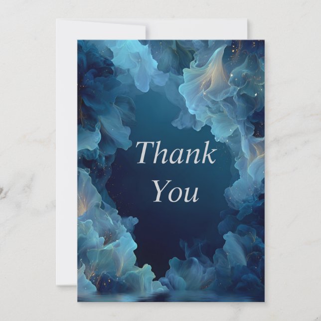 Blue Flowing Abstract Thank You Card Inbjudningar (Framsida)