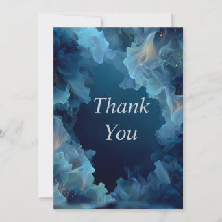 Blue Flowing Abstract Thank You Card Inbjudningar