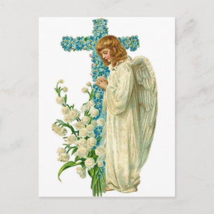 Blue Flowwaged Christian Kor Vykort