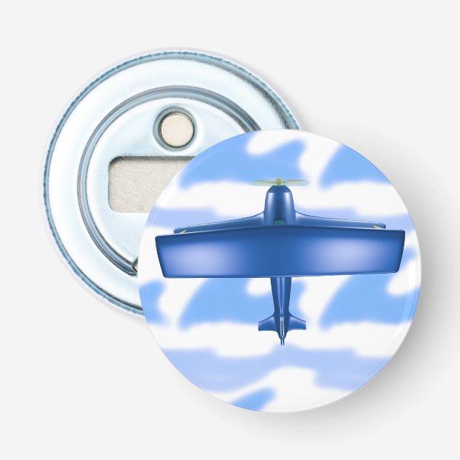 Blue Flygplan Aviation Himmel Blue Button Bottle-ö Flasköppnare (Framsidan)