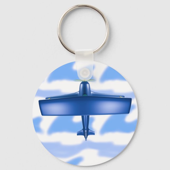 Blue Flygplan Aviation Himmel Blue Cloud Keychain Nyckelring (Framsida)