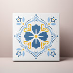 Blue Folk Flower Azulejo Kakelplatta<br><div class="desc">Ordna kontoret med den här blå folkblomman-designen. Du kan anpassa detta ytterligare genom att klicka på knappen "PERSONALIZE". Ändra bakgrunden till färg om du vill. Kontakta oss på ThePaperieGarden@gmail.com för ytterligare frågor.</div>