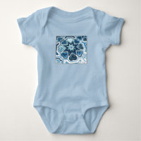 Blue Folk Hearts Infant Creeper