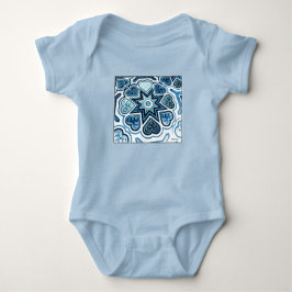 Blue Folk Hearts Infant Creeper T Shirt