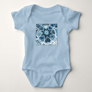 Blue Folk Hearts Infant Creeper T Shirt