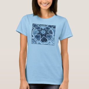 Blue FolkArt Heart Dam-shirt Tee Shirt