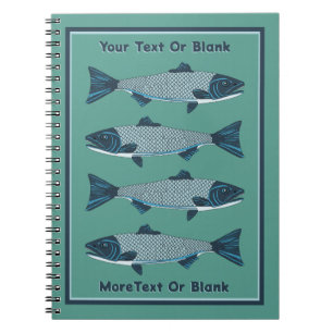 Blue FolkArt Trout/Salmon Anteckningsbok