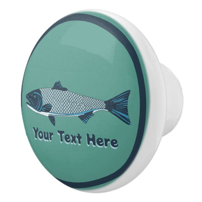 Blue FolkArt Trout/Salmon Knopp (Höger)