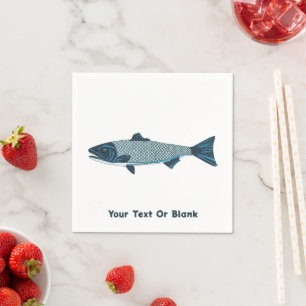 Blue FolkArt Trout/Salmon Pappersservett