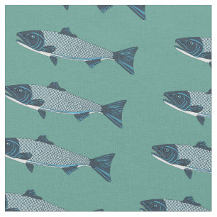 Blue FolkArt Trout/Salmon Tyg