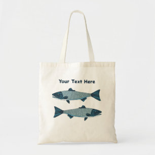 Blue FolkArt Trout/Salmon Tygkasse