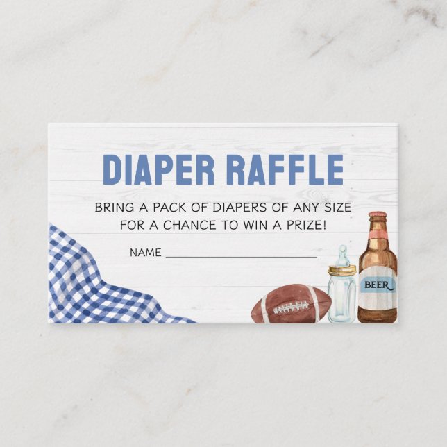 Blue Football Baby Shower Diaper Raffle Tilläggskort (Framsida)