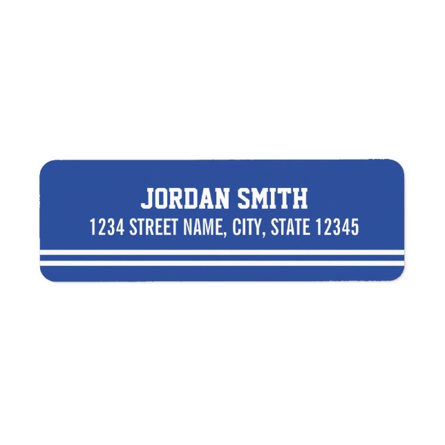 Blue Football Jersey - Idrottsteme Födelsedagsfest Returadress Etikett (Framsidan)