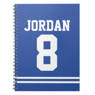 Blue Football Jersey med eget namn och nummer Anteckningsbok