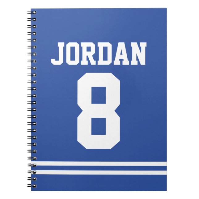 Blue Football Jersey med eget namn och nummer Anteckningsbok (Framsidan)