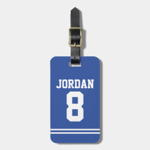 Blue Football Jersey med nummer Bagagebricka