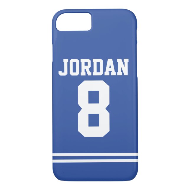 Blue Football Jersey med nummer Case-Mate iPhone Skal (Baksida)