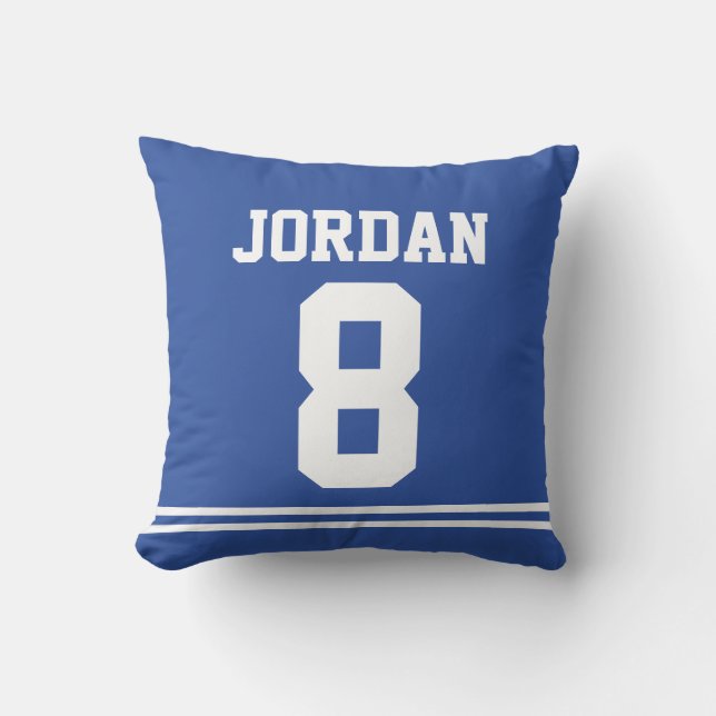 Blue Football Jersey med nummer Kudde (Framsida)