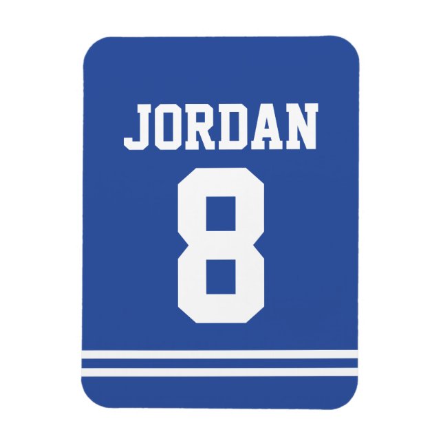 Blue Football Jersey med nummer Magnet (Vertikal)