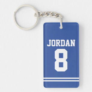 Blue Football Jersey med nummer Nyckelring
