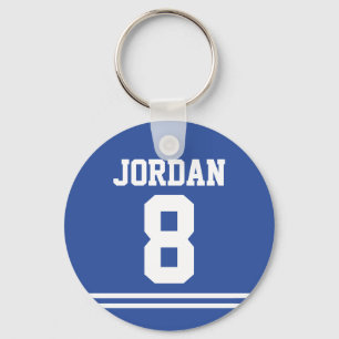 Blue Football Jersey med nummer Nyckelring