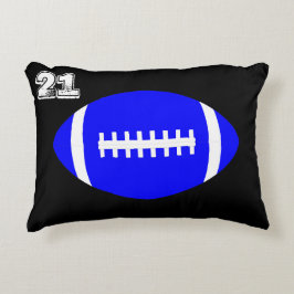 Blue Football Player Anpassningsbar Jersey Number/ Prydnadskudde