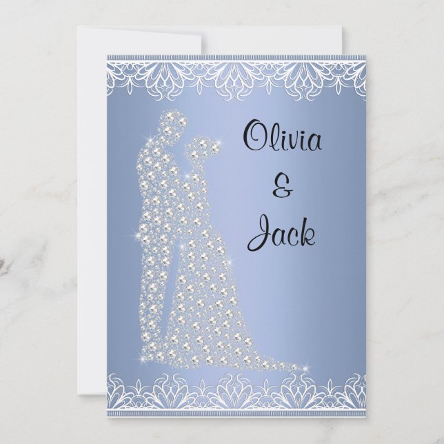 BLUE FÖR elegant OCH MODERN WEDDING-INVITATION Inbjudningar (Framsida)