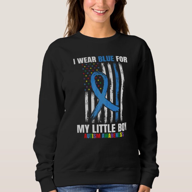 Blue for My Little Boy Son Autism Awareness Amerik T Shirt (Framsida)