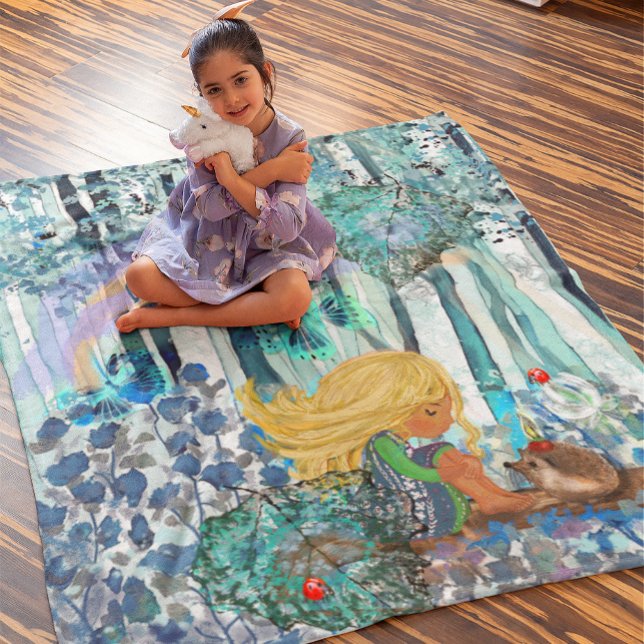 Blue Forest Little Fleecefilt (Blue Forest Little girl Fleece Blanket)