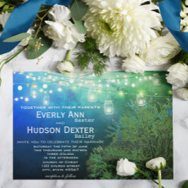Blue Forest Mason Burk Fairy Ljus Bröllop Inbjudningar