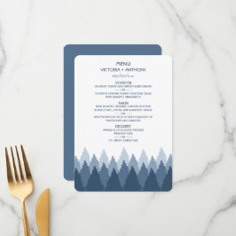 Blue Forest Range Woodland Bröllop Menu Meny