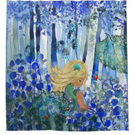 Blue Forest Shower with girl Curtain