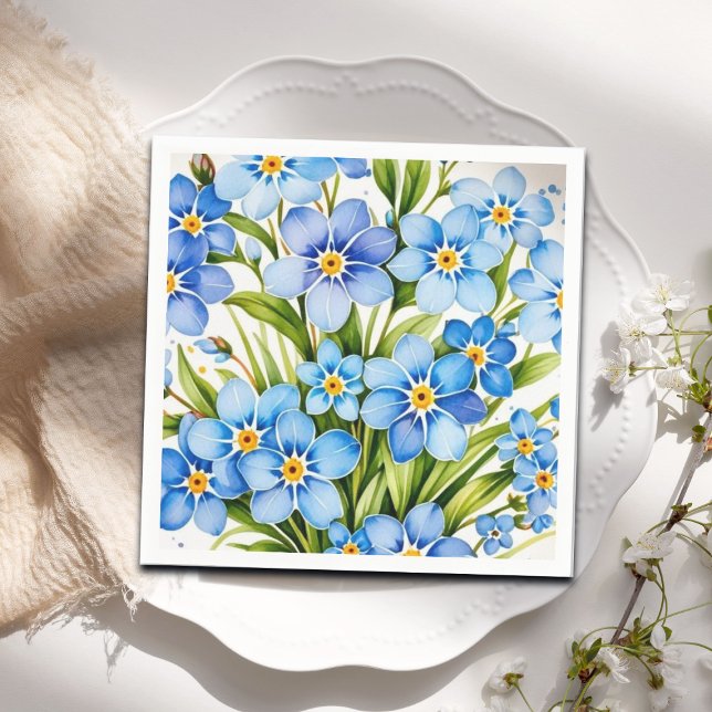 Blue Forget Me Not Flowers Elegant Pappersservett (Skapare uppladdad)