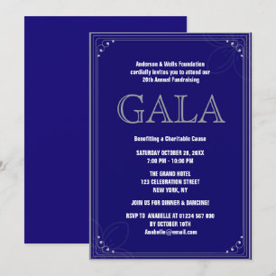 Blue Formal Corporate Gala Boll Party Fundraiser Inbjudningar