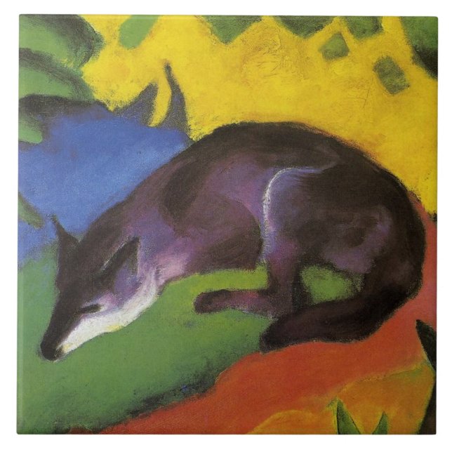 Blue Fox (av Franz Marc) Kakelplatta (Framsidan)