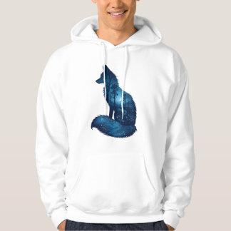 Blue Fox Dubbelexponering | Månbelyst Natur Hoodie