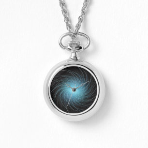 Blue Fractal Cosmic Swirl på svart Armbandsur